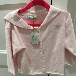 Charming Kids Light Pink Button-Up Sweater